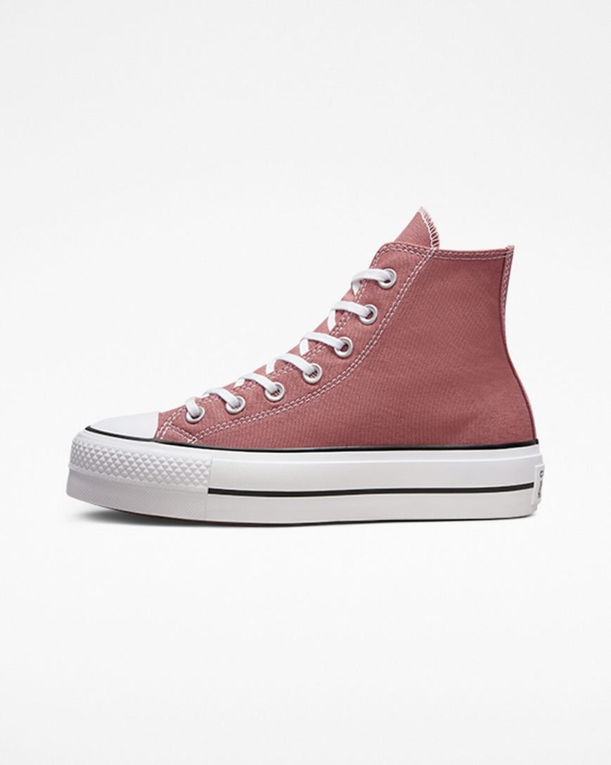 Zapatos Plataforma Converse Chuck Taylor All Star Lift Seasonal Color Altas Mujer Rosas Negras Blancas | PE 52EW70